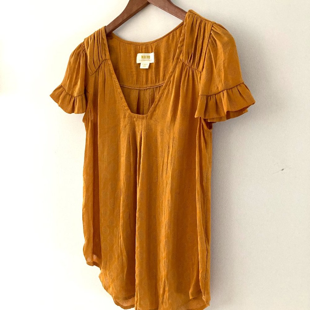 Maeve by Anthropologie Silky Yellow Top